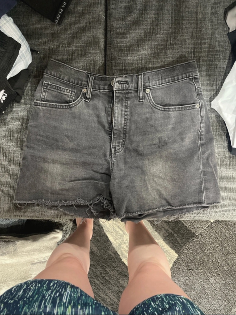 Madewell Washed Black Cutoff Denim Shorts